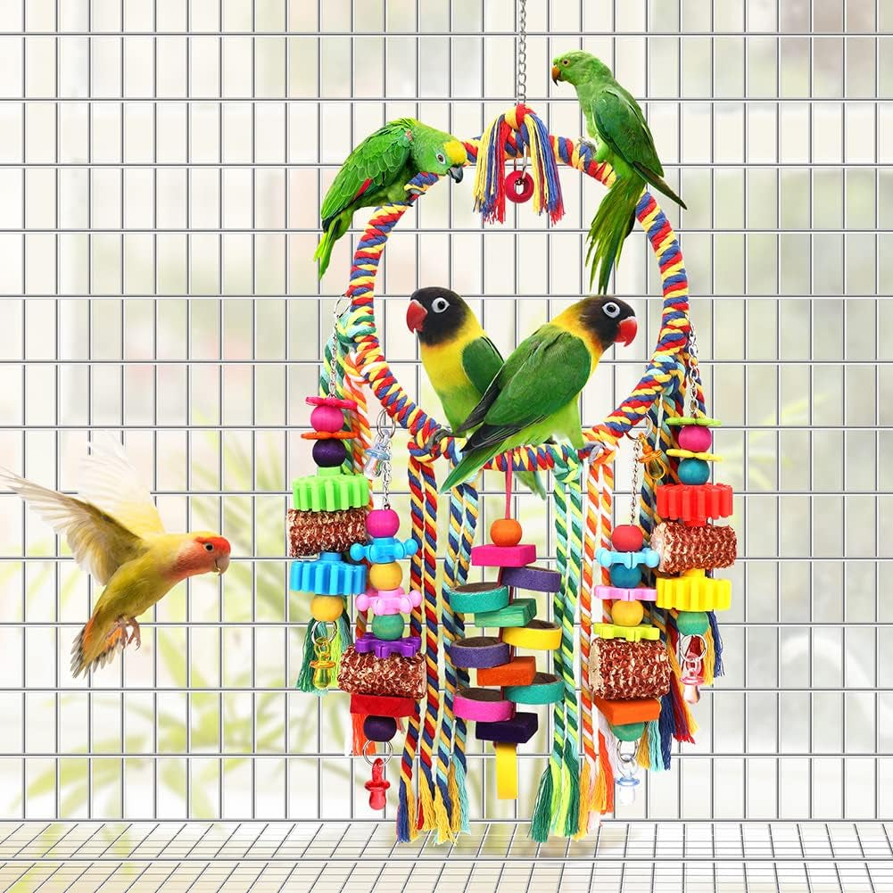 Bird Toys Bird Rope Ring Swing Perch for Small to Medium sized Birds