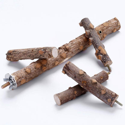 Bird Perch Nature Wood Stand for 3-4 Small Medium Parrots