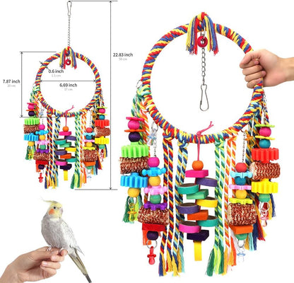 Bird Toys Bird Rope Ring Swing Perch for Small to Medium sized Birds