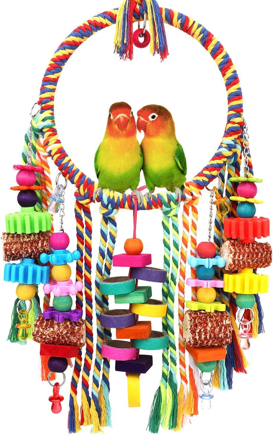 Bird Toys Bird Rope Ring Swing Perch for Small to Medium sized Birds
