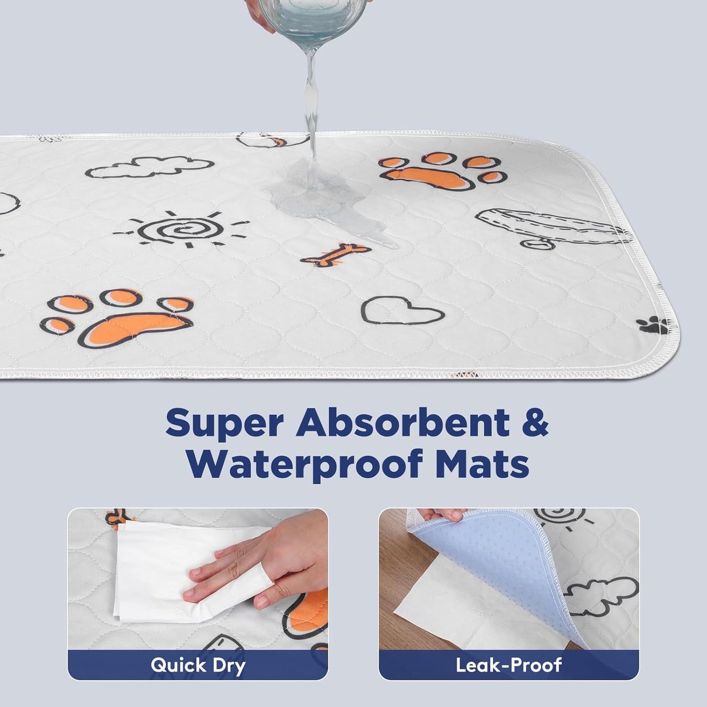 Washable Pee Pads for Dogs, 2 Pack Large 36"X41" Super Absorbent Reusable Training Pads
