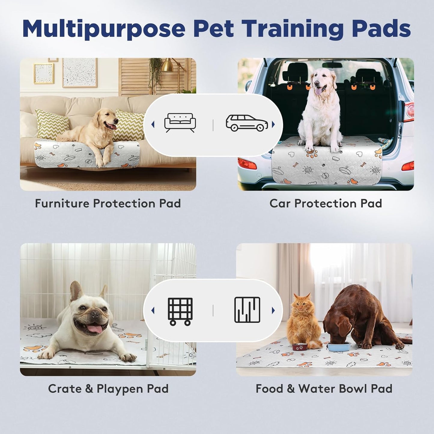 Washable Pee Pads for Dogs, 2 Pack Large 36"X41" Super Absorbent Reusable Training Pads