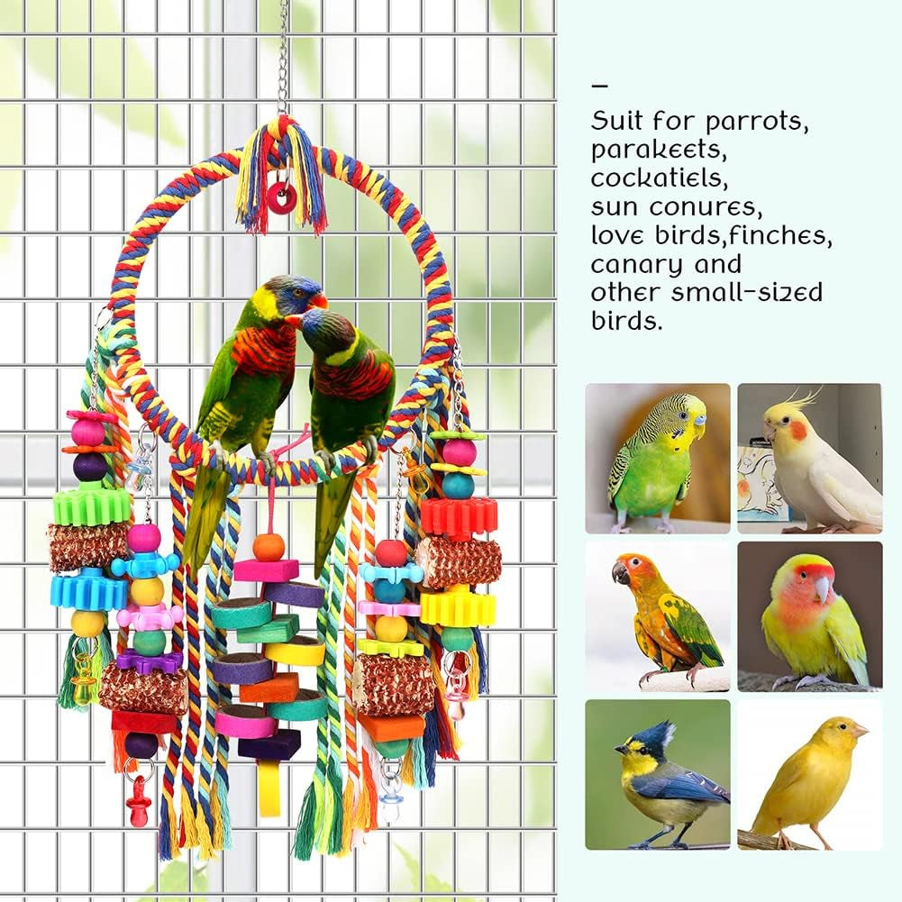 Bird Toys Bird Rope Ring Swing Perch for Small to Medium sized Birds