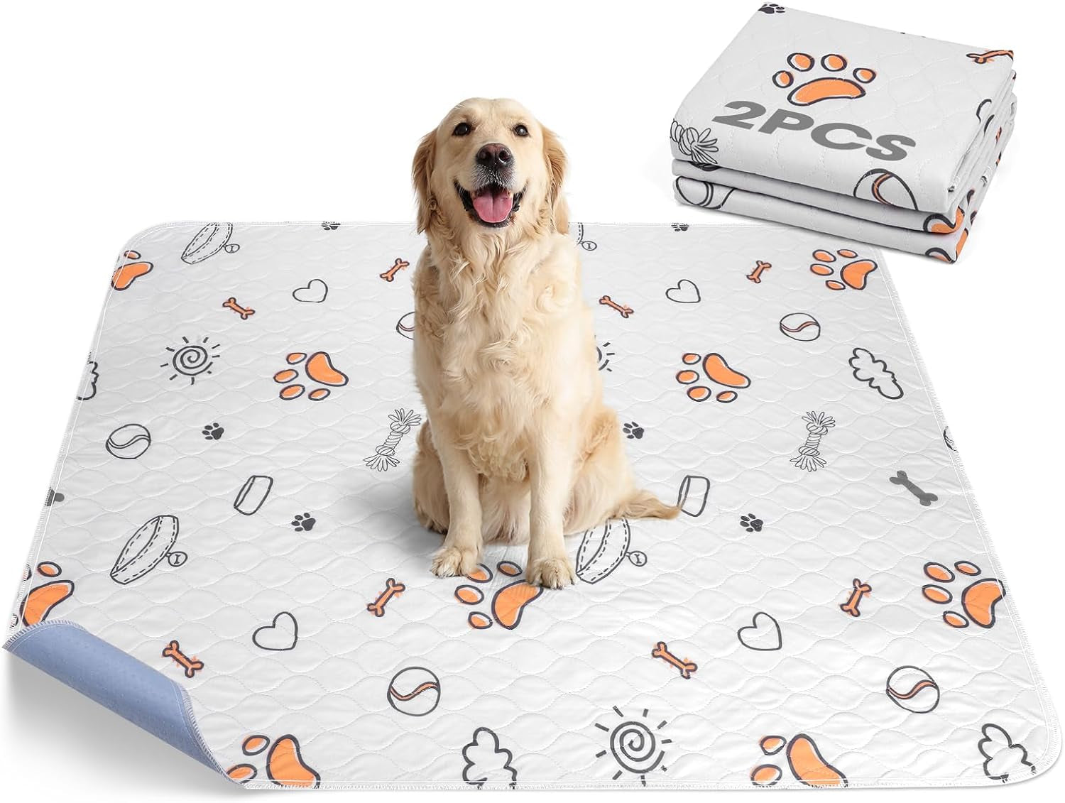 Washable Pee Pads for Dogs, 2 Pack Large 36"X41" Super Absorbent Reusable Training Pads